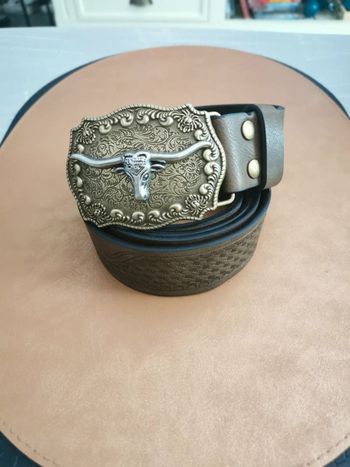 Ceinture de cowboy country taureau doré et argenté