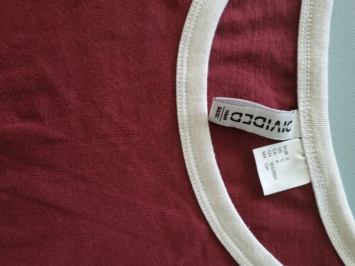 Tee-shirt Bordeaux et beige, H&M, s - photo numéro 3