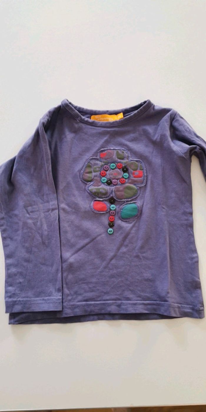 Tee-shirt fille ML Tout simplement 2 ans mauve