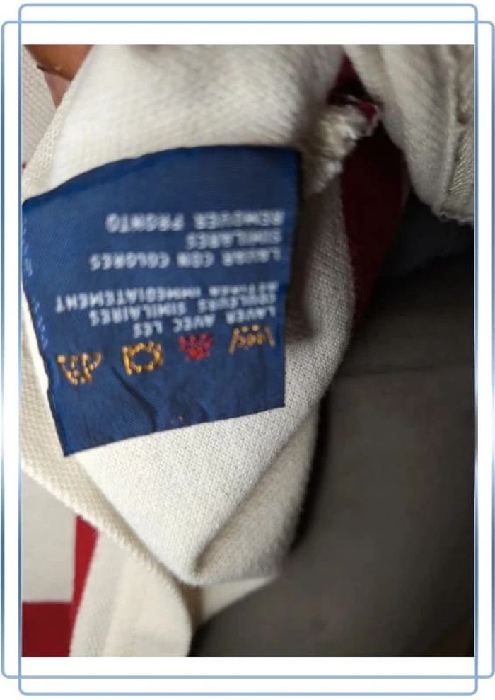 Polo tommy hilfiger blanc et rouge manche courte 100% coton - taille L brodé (35) - photo numéro 8