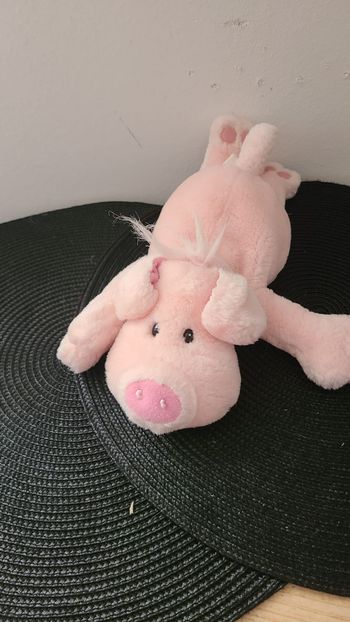 Peluche cochon Fiesta animal en peluche couché plat 2000 vintage collection