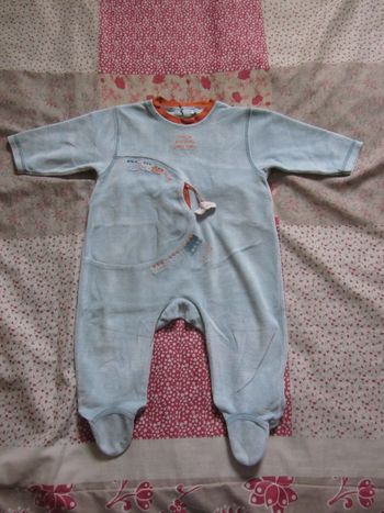 Pyjama velours turquoise 6 mois