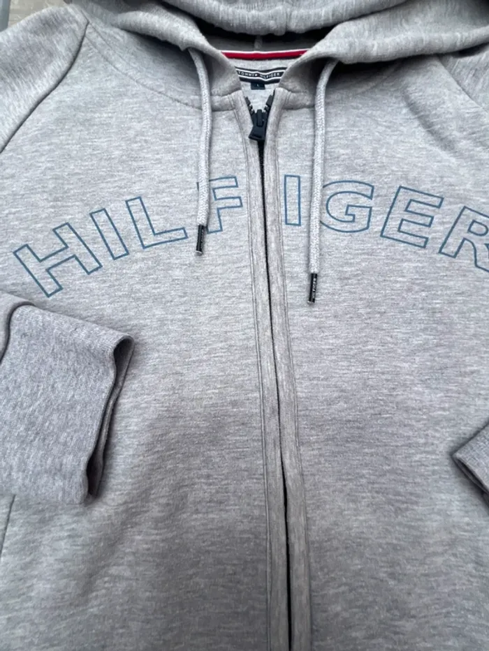 Veste full zip tommy Hilfiger gris taille L - photo numéro 2