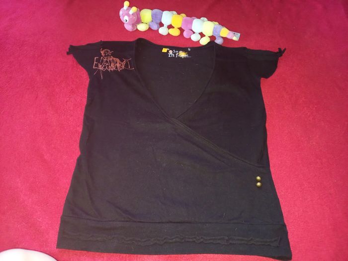 T shirt ouvert décolleté léa fashion S noir original