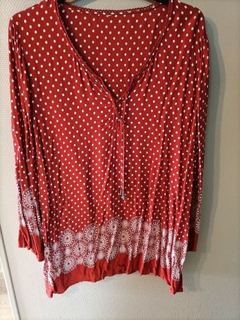 Tshirt tunique manches longues rouge à poids blancs