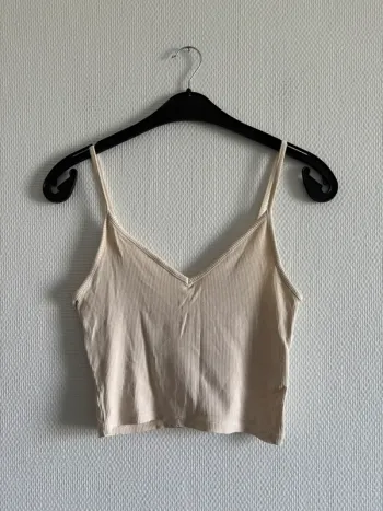 Débardeur crop top beige