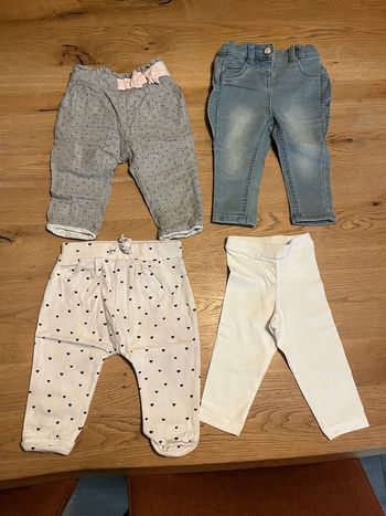 3 pantalons + 1 legging fille 9 mois 