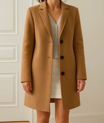 Manteau en laine camel Bershka