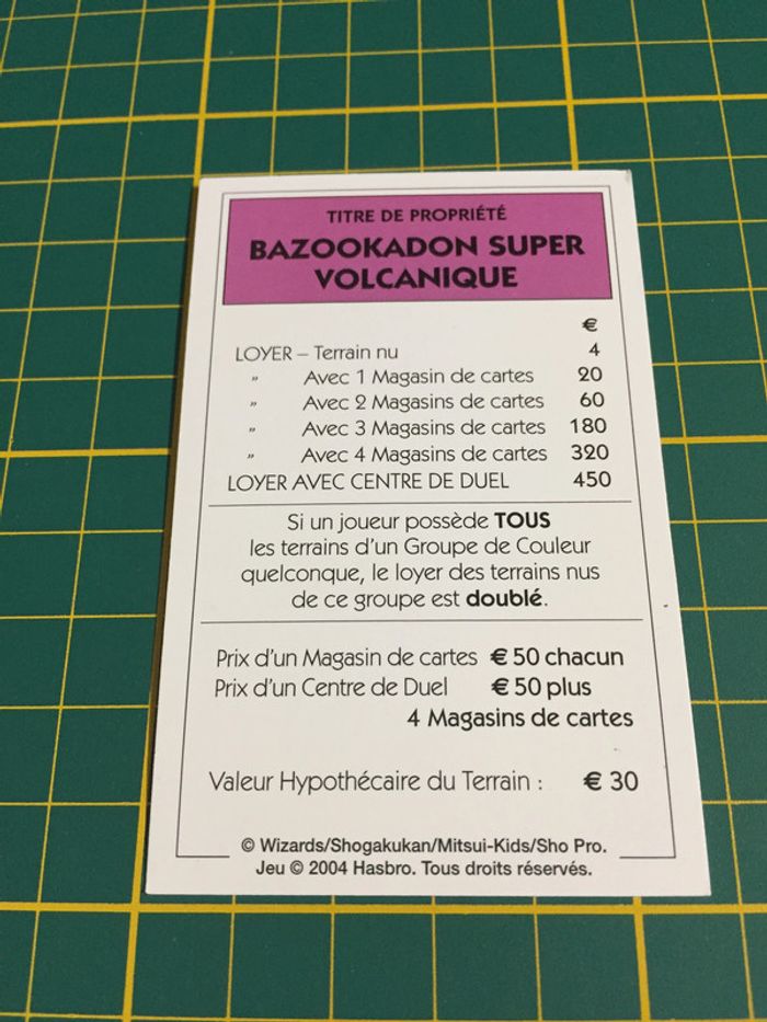 Carte Bazookadon super volcanique pièce détachée Monopoly Duel Masters Hasbro Parker Wizards #A64