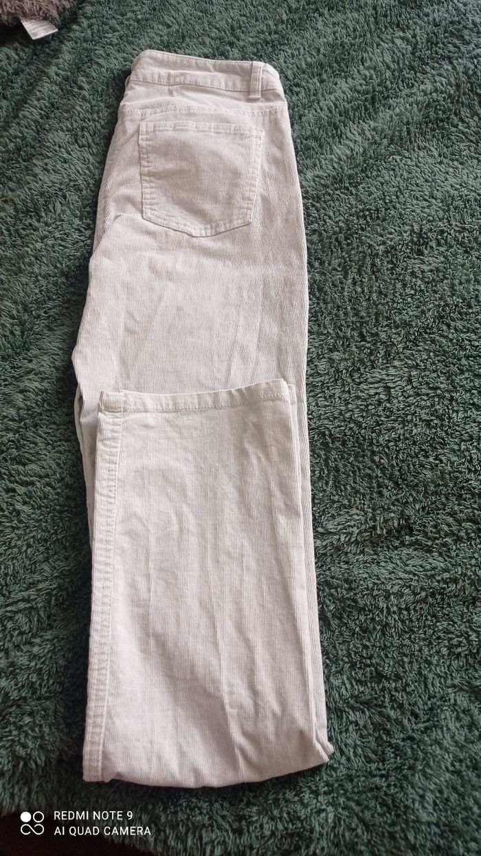 Pantalon velours gris clair La Redoute taille 38 tbe - photo numéro 3