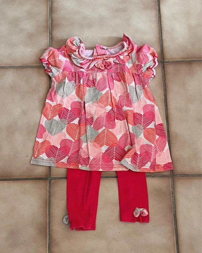Ensemble rose feuille cœur taille 18 mois