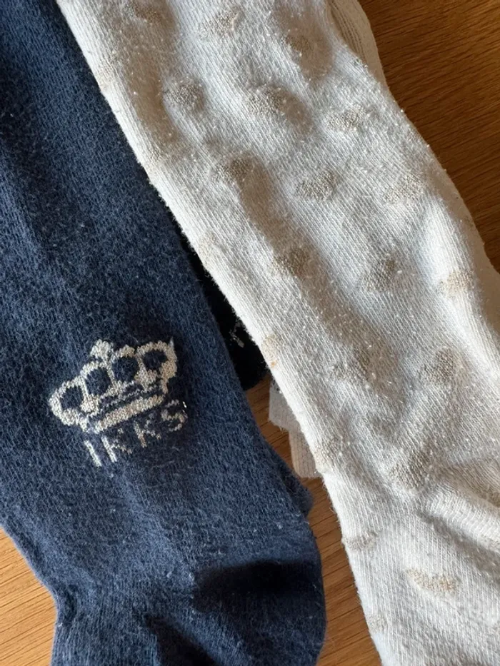 Collant bleu marine (+blanc cassé offert) - Taille 3/4 Ans (pointure 23/24) - photo numéro 4