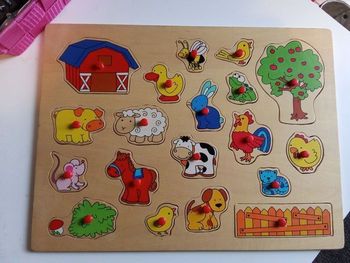 Grand puzzle en bois la ferme 19 morceaux, dès 18 mois, i