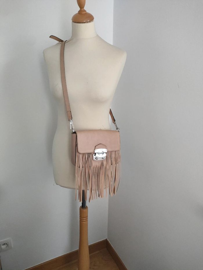 sac chic Abro beige neuf cuir franges - photo numéro 7