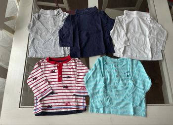 Lot de 5 tee shirt manche longue / sous pull taille 6 mois