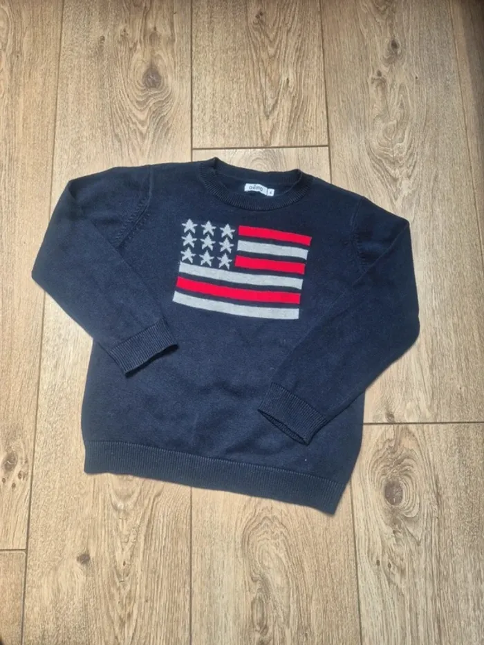 Pull fin gémo bleu foncé "USA" 4 ans neuf jamais porté - photo numéro 3