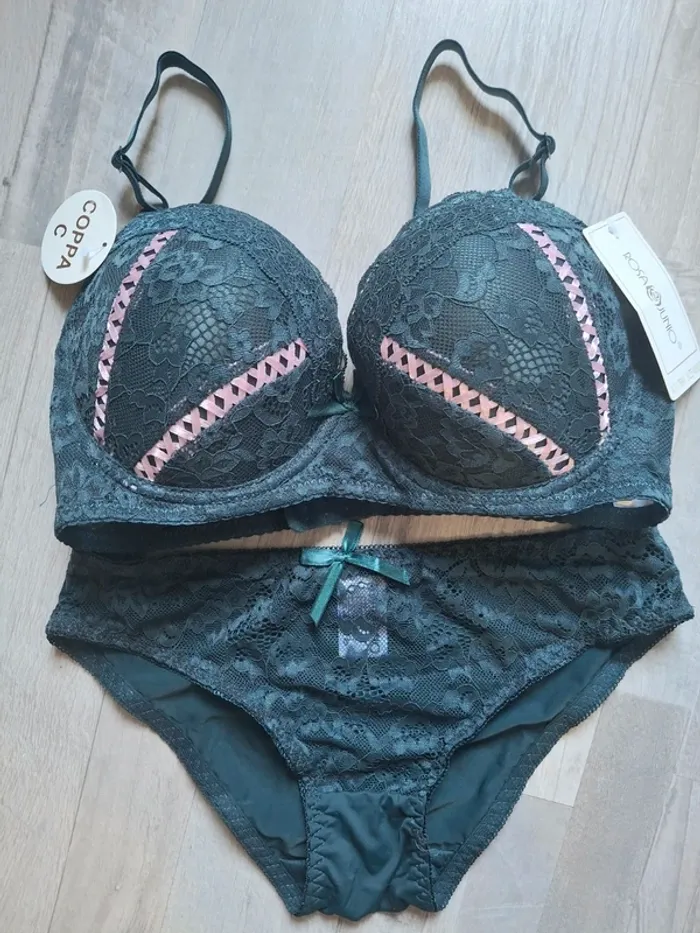 Ensemble lingerie 2pces bleu vert