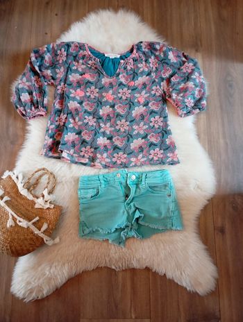Lot fille 💖 blouse Louise Misha + short Zara 4 ans