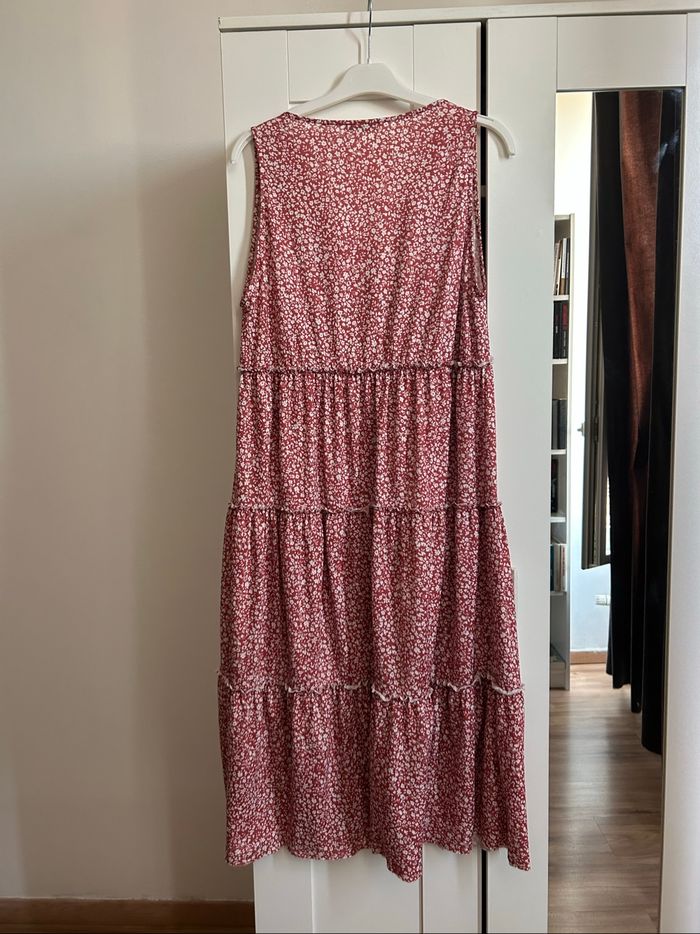 Robe longue d’été Col V rouge fleuries Pull & Bear Taille M - photo numéro 6