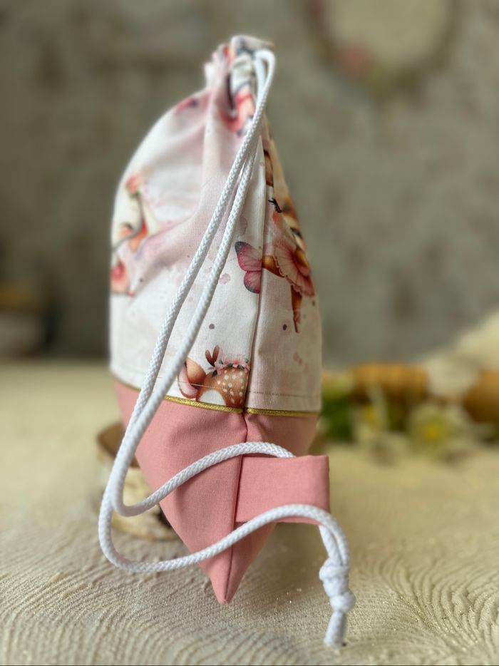 Sac à dos pochon coulissant biche rose - photo numéro 2