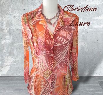 Chemise en soie vintage imprimée Christine Laure ok jusqu’au 40