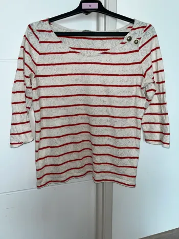 Top marinière dentelle Kookaï rayé rouge blanc T36