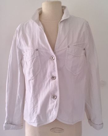 Veste femme taille L blanc - Manche longue - Bon état 100% coton