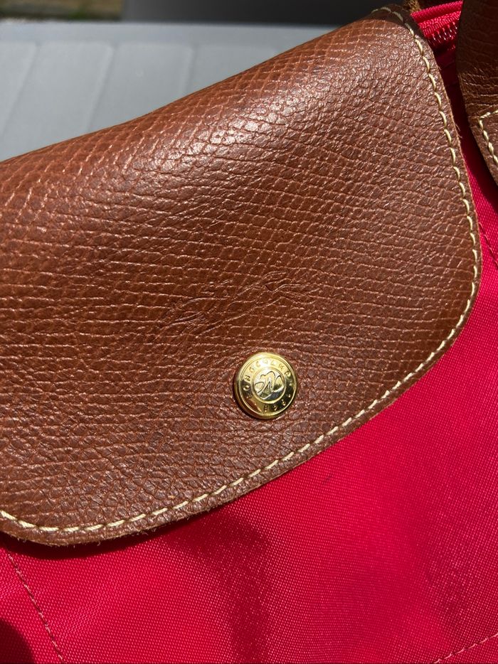 Sac à main Longchamp Le Pliage rouge/rose de taille M - photo numéro 3