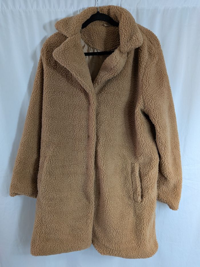 Manteau long femme marron / beige XL doux bouclette