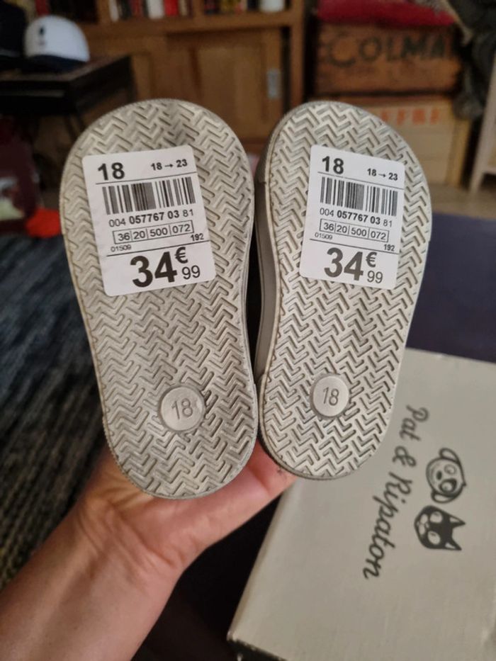 Baskets neuves à velcro tout cuir T18 - photo numéro 6