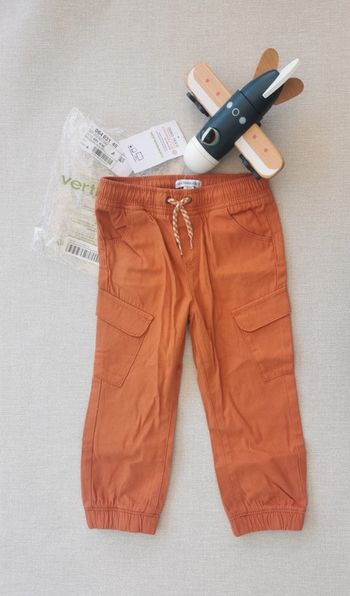 🌼Pantalon cargo rouille Vertbaudet 36 mois neuf étiquette coton Oeko-Tex
