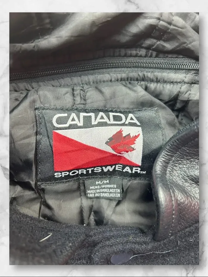 Veste Letterman Vintage Royals Canada Sportswear Noire Cuir et Laine Taille M - photo numéro 8