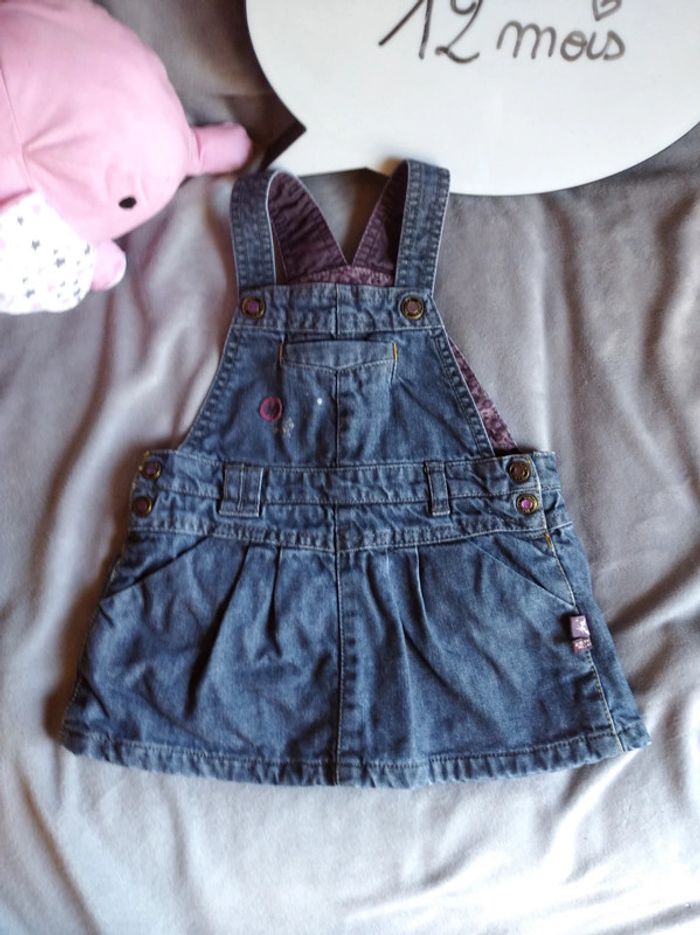 Robe jeans doublée style salopette Fille 12 mois Sergent Major 100% coton - photo numéro 2