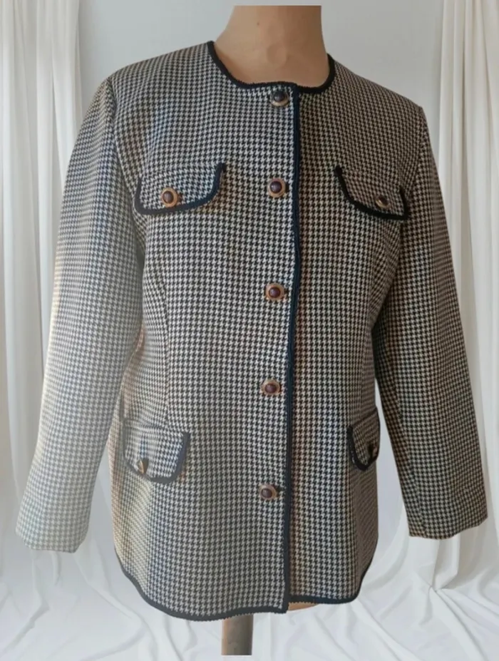 💎veste blaser femme vintage M 38 imprimé Vichy
