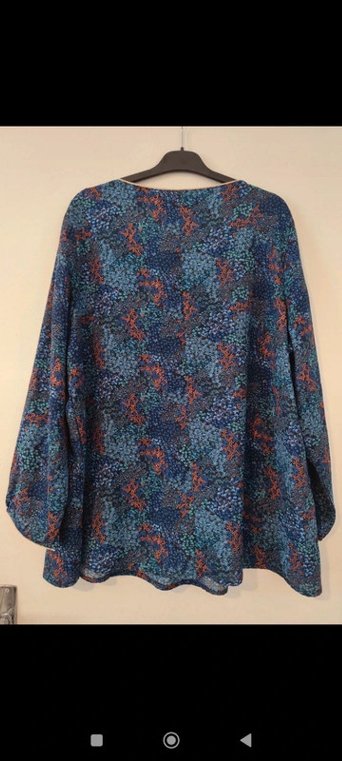 Blouse fluide bleu à motifs taille 50 - photo numéro 2