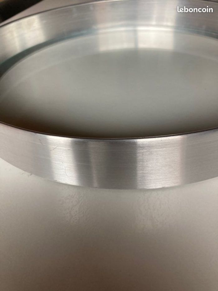 Plateau rond verre et métal - photo numéro 2