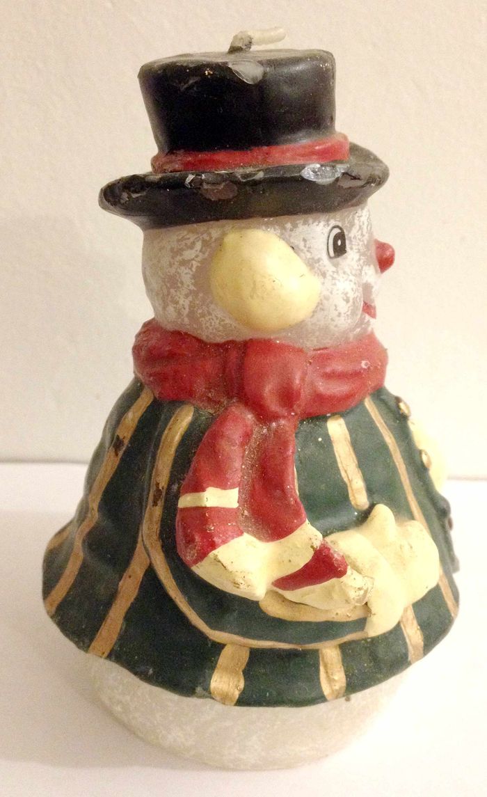 Bougie bonhomme de neige pour décoration de noël ou autre - photo numéro 4