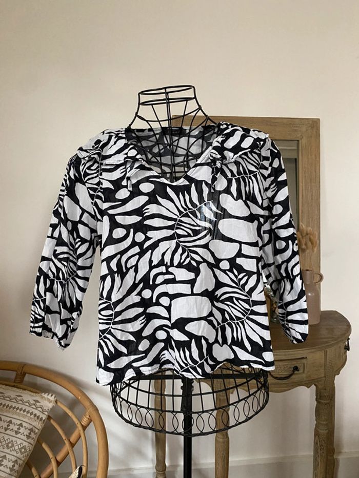 Blouse primark noir et blanche à motifs tachetée - photo numéro 2