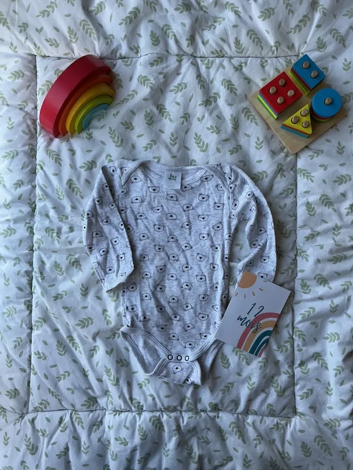 body manches longues gris motifs ours 12 mois poco piano