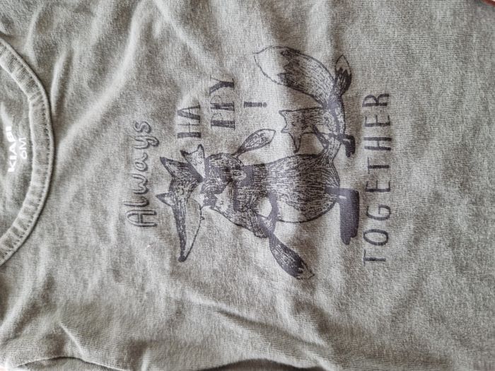 T-shirt Manches Longues Vert Kaki Motif Renard et Inscription Kiabi - 6 mois - photo numéro 2