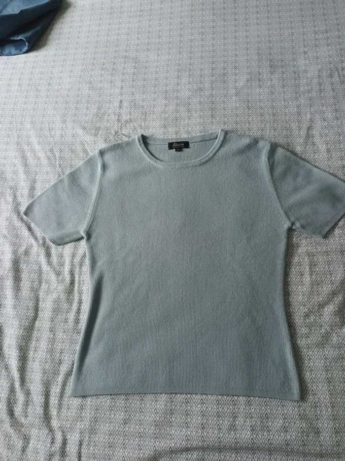 T-shirt chaud manches courtes à mailles côtelées - photo numéro 4