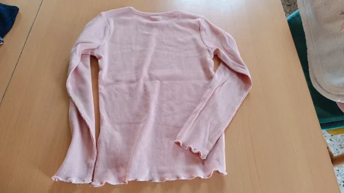 Haut manches longues côtelé rose pâle - photo numéro 4
