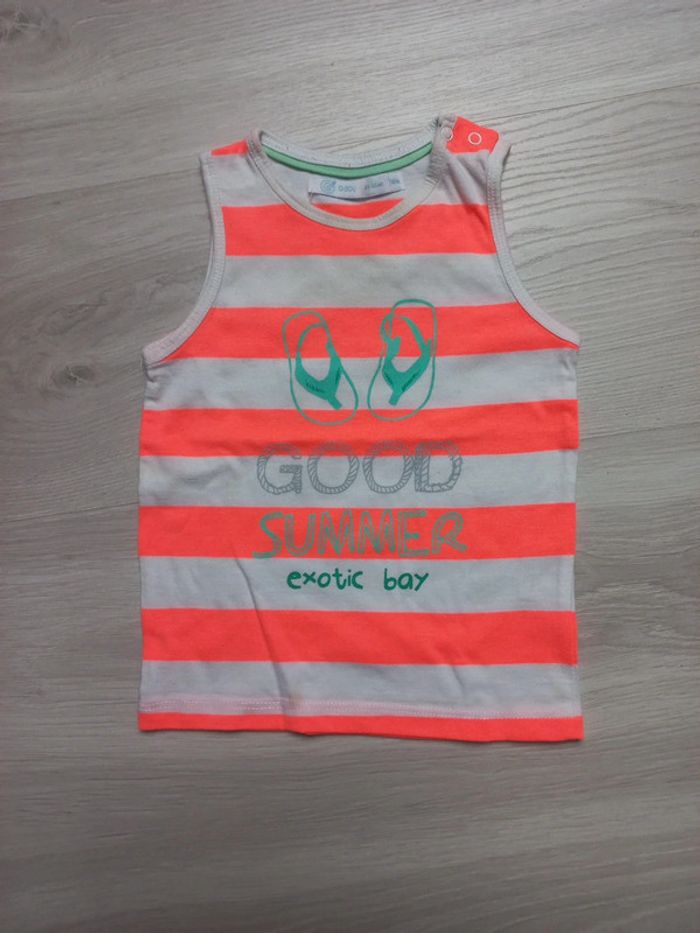 Débardeur 18mois orange fluo et blanc Gémo