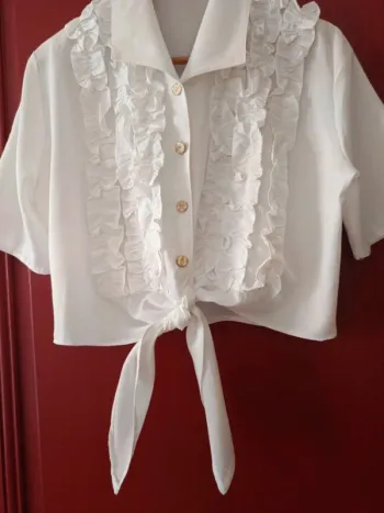 Chemise blouse crop t.38/40 viscose/polyester
