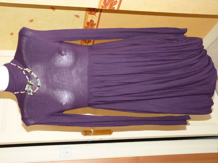 BERSHKA Robe TULIPE COL ROULE - violette taille M - photo numéro 6