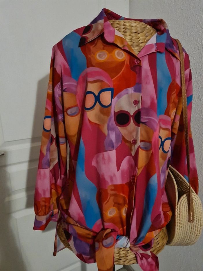 Chemise longue fluide vintage imprimée - photo numéro 3