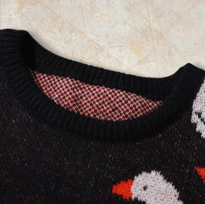 Knit White Goose Sweater Y2K Vintage Oversized 90s Taille  L – Crewneck Old School Americain Streetwear - photo numéro 2