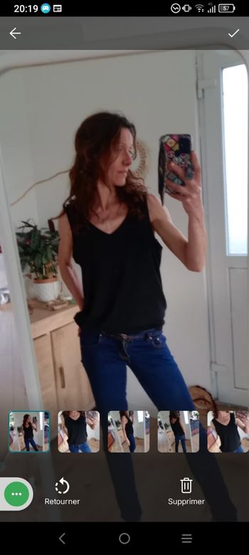 Haut noir 44 scintillant col en V - Esmara c87