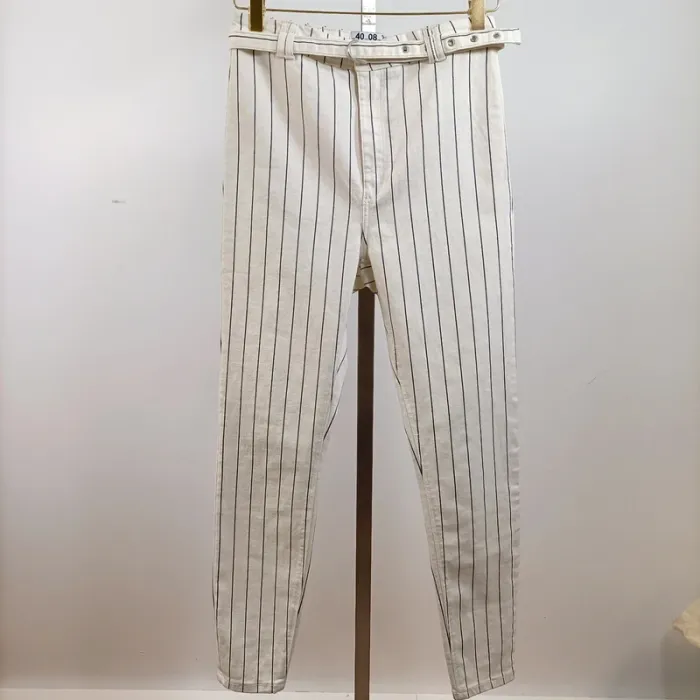 Pantalon rayé écru et noir Bershka – Taille 40 A792