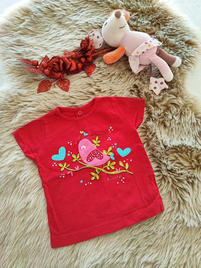 Tee shirt rose fushia sucre d'orge  6 mois